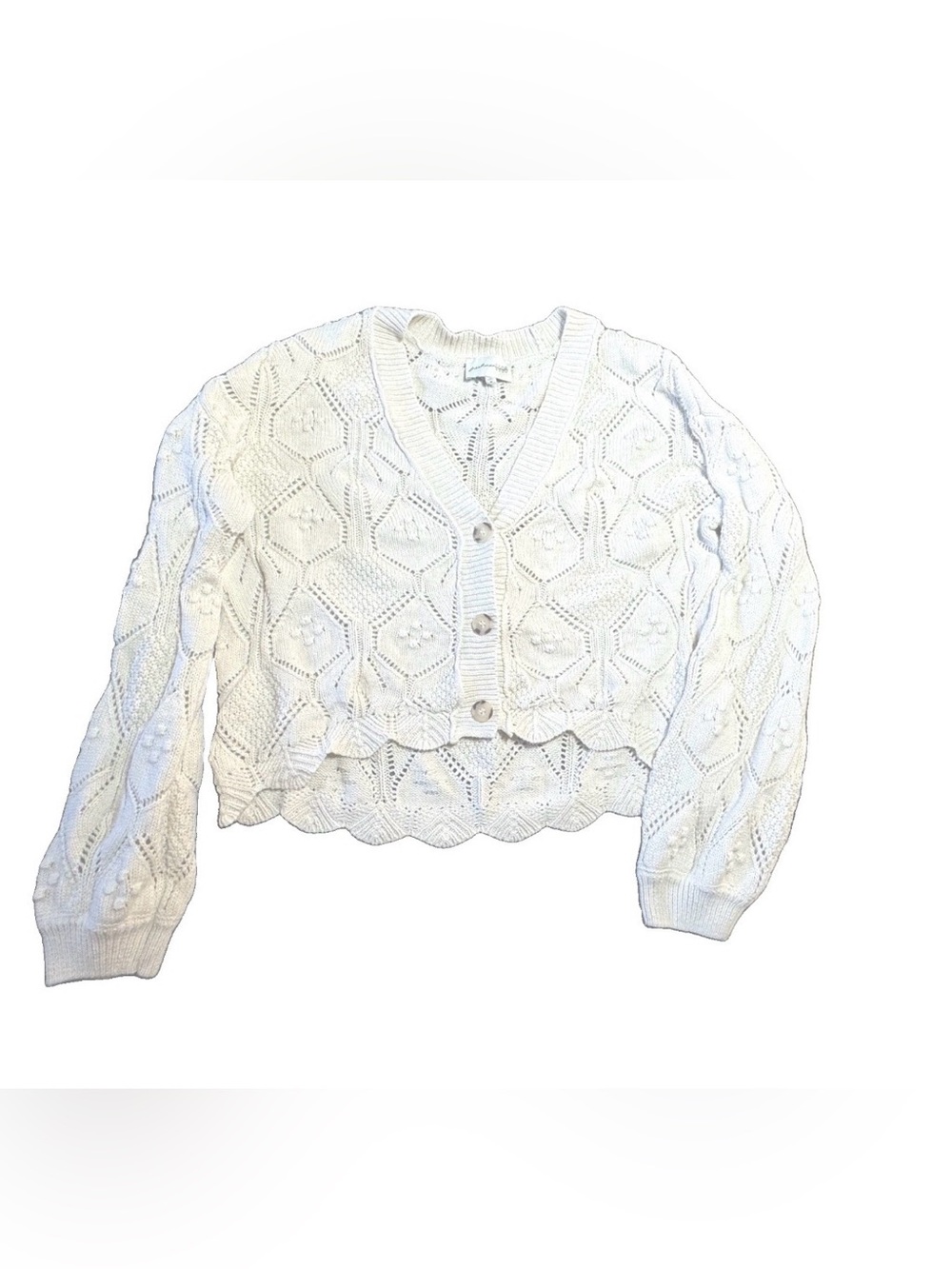 Freshman 1996 Cream Chunky Knit Button Cardigan Sweater Women's Size Large